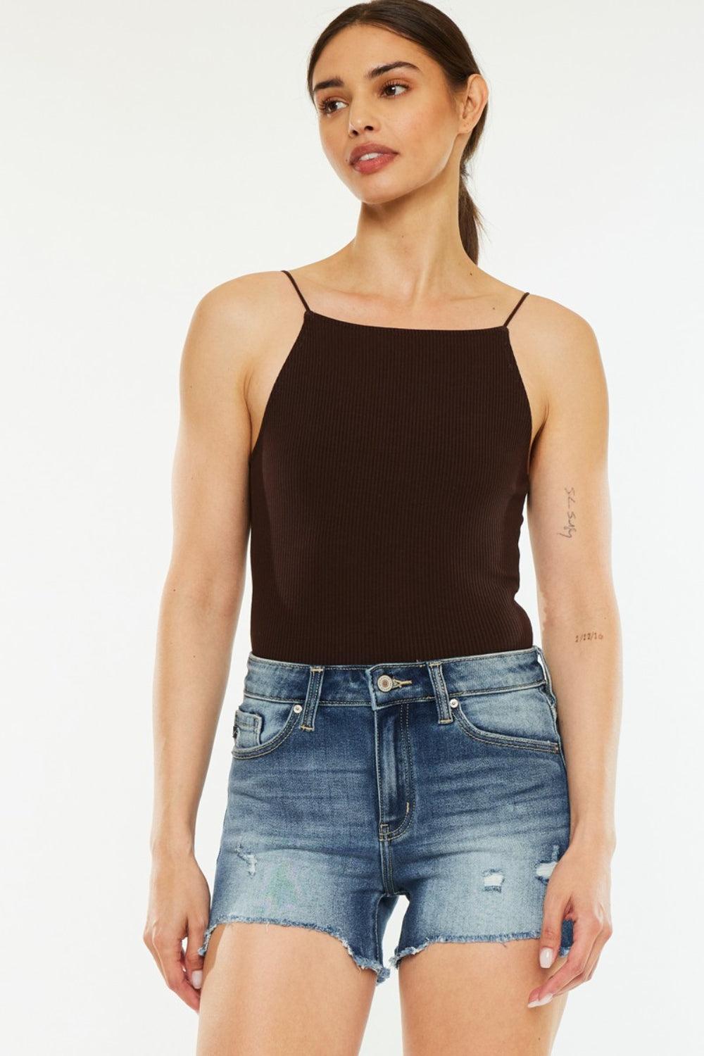 Kancan High Waist Raw Hem Denim Shorts | Denim Shorts Daverri Fashions