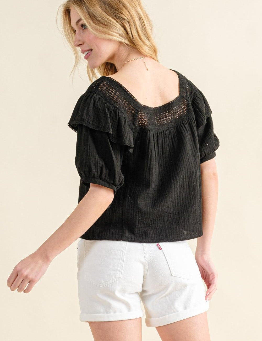 And The Why Square Neck Ruffled Blouse | Blouses Daverri Fashions
