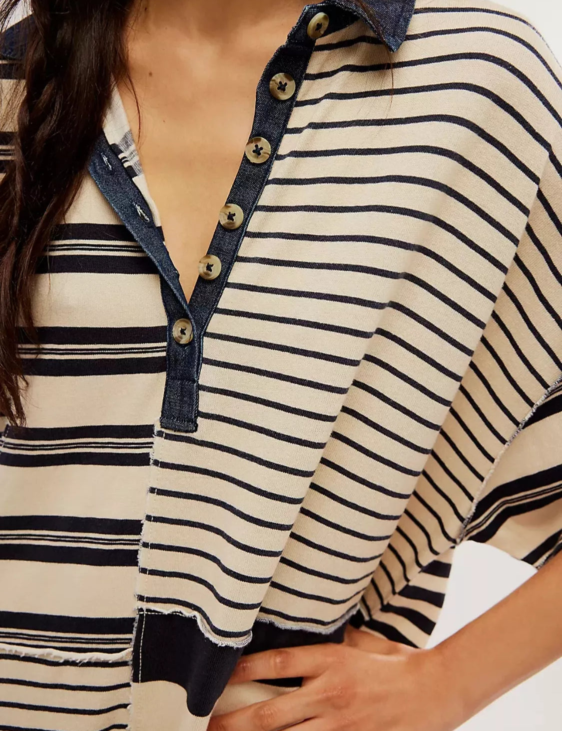 Striped Oversized Half Button Shirt Dress | Mini Dresses Daverri Fashions