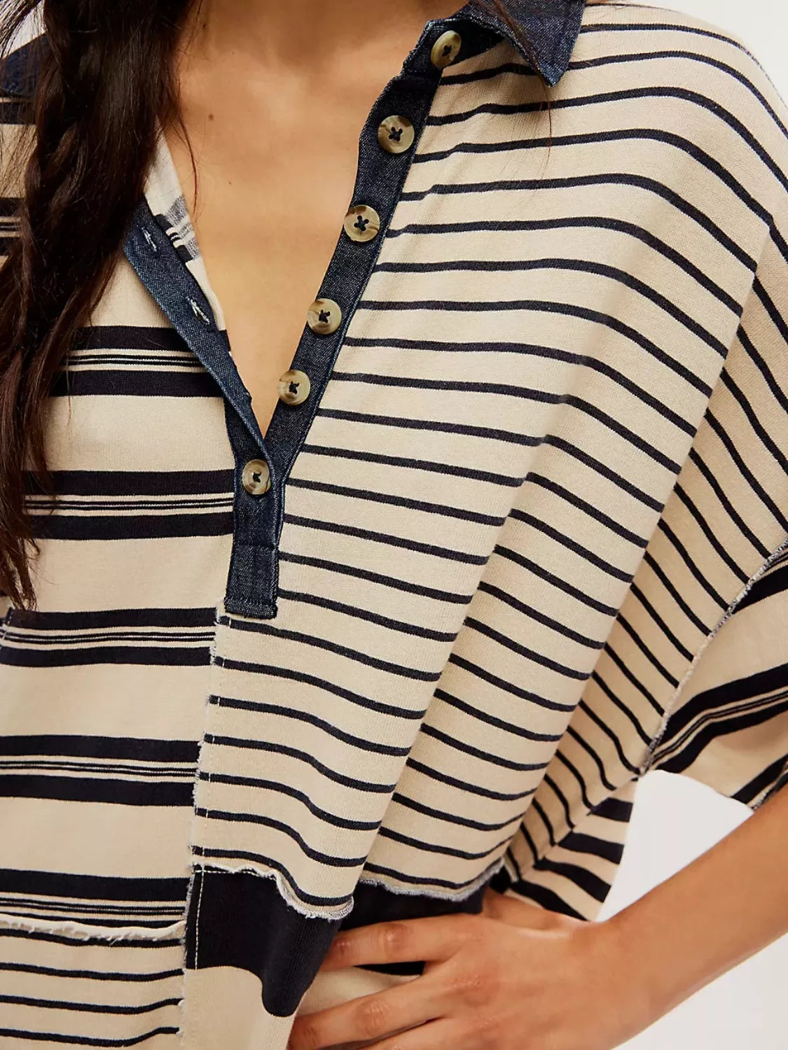 Striped Oversized Half Button Shirt Dress | Mini Dresses Daverri Fashions