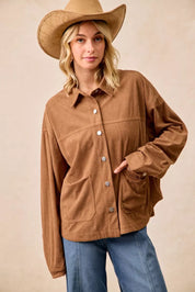 BiBi Corduroy Relaxed Fit Shacket with Back Pleat | Shackets Daverri Fashions