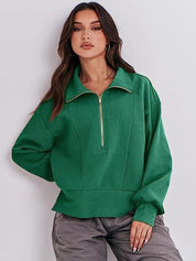 Half Zip Up Collared Sweatshirt | Sweatshirts Daverri Fashions