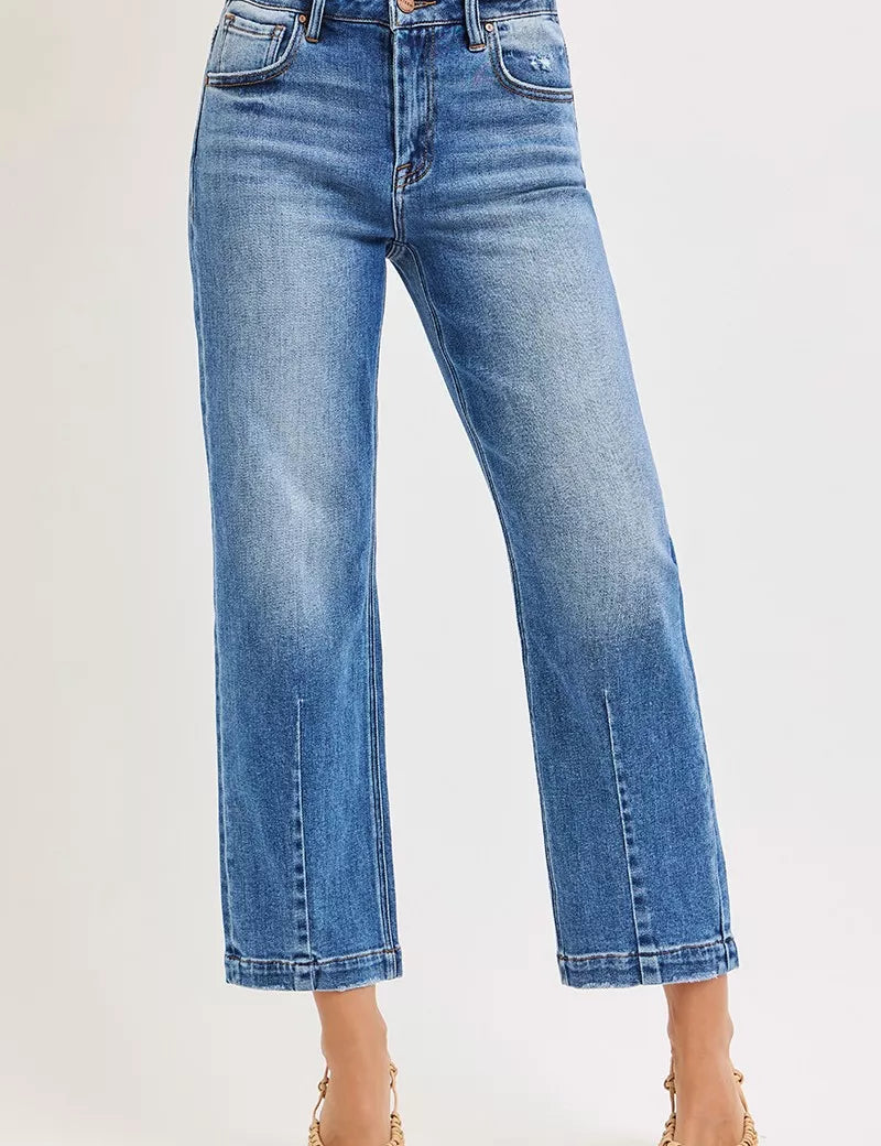 RISEN High Rise Crop Boyfriend Tapered Jeans | Jeans Daverri Fashions