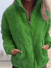Full Size Zip Up Funnel Neck Long Sleeve Winter Coat Plus Size | Coats Daverri Fashions