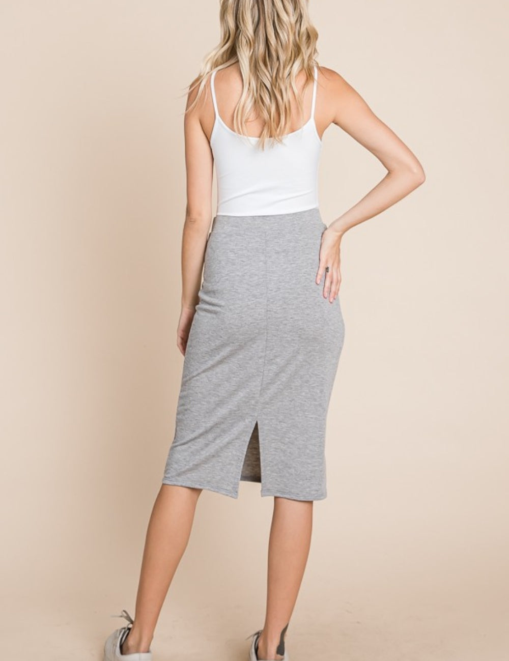 BOMBOM Elastic Waist Pencil Skirt | Daverri Fashions