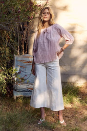In February Textured Tie Neck Blouse | Daverri Fashions