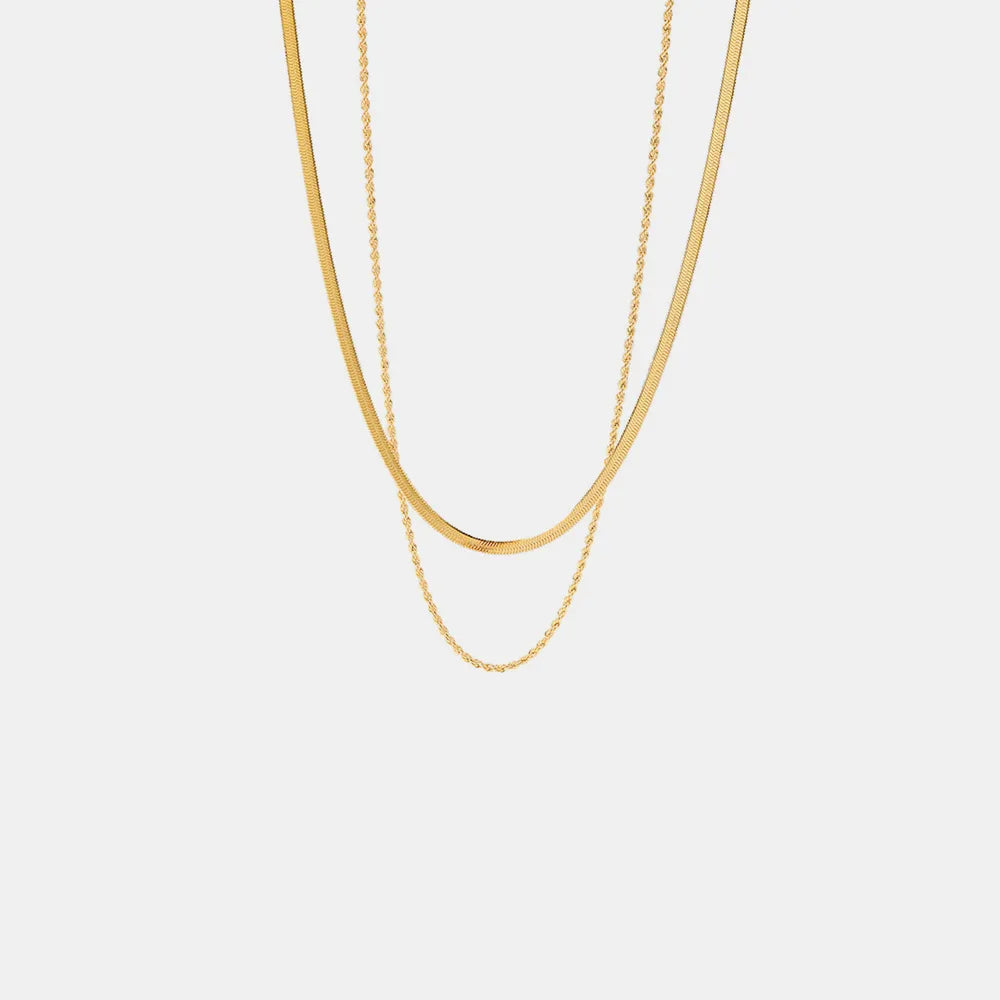 18K Gold-Plated Double-Layered Necklace | Necklaces Daverri Fashions