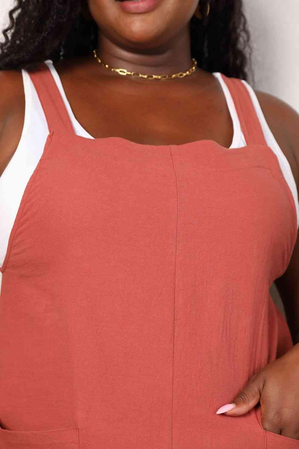 Perfee Wide Leg Overalls with Front Pockets | Daverri Fashions