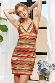 ADORA Contrast Striped V-Neck Mini Dress | Mini Dresses Daverri Fashions
