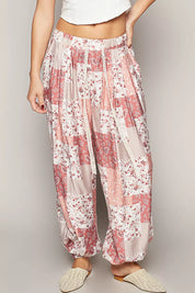 ROSE MULTI POL Drawstring Floral Patchwork Wide leg Pants | Pants Daverri Fashions