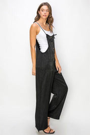 HYFVE Half Button Sleeveless Straight Jumpsuit | Daverri Fashions