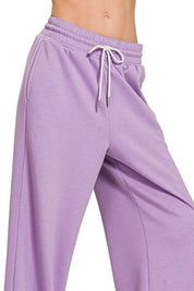 Zenana Scuba Drawstring Pants Lavender | Loungewear Bottoms Daverri Fashions