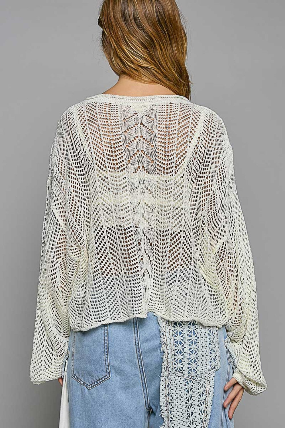 POL Openwork Balloon Sleeve Knit Cover Up | Daverri Fashions