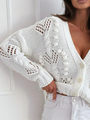 Button Up V-Neck Cardigan | Cardigans Daverri Fashions