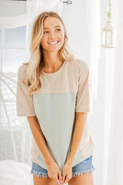 Heimish Contrast Round Neck Short Sleeve T-Shirt | T-Shirts Daverri Fashions