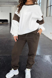 Chocolate Drop Shoulder Loose Sweatshirt and Joggers Active Set | Loungewear sets Daverri Fashions