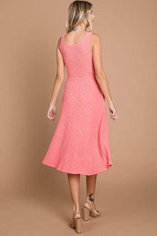Culture Code Texture Square Neck Tank Dress with Pockets | Tank Dresses Daverri Fashions