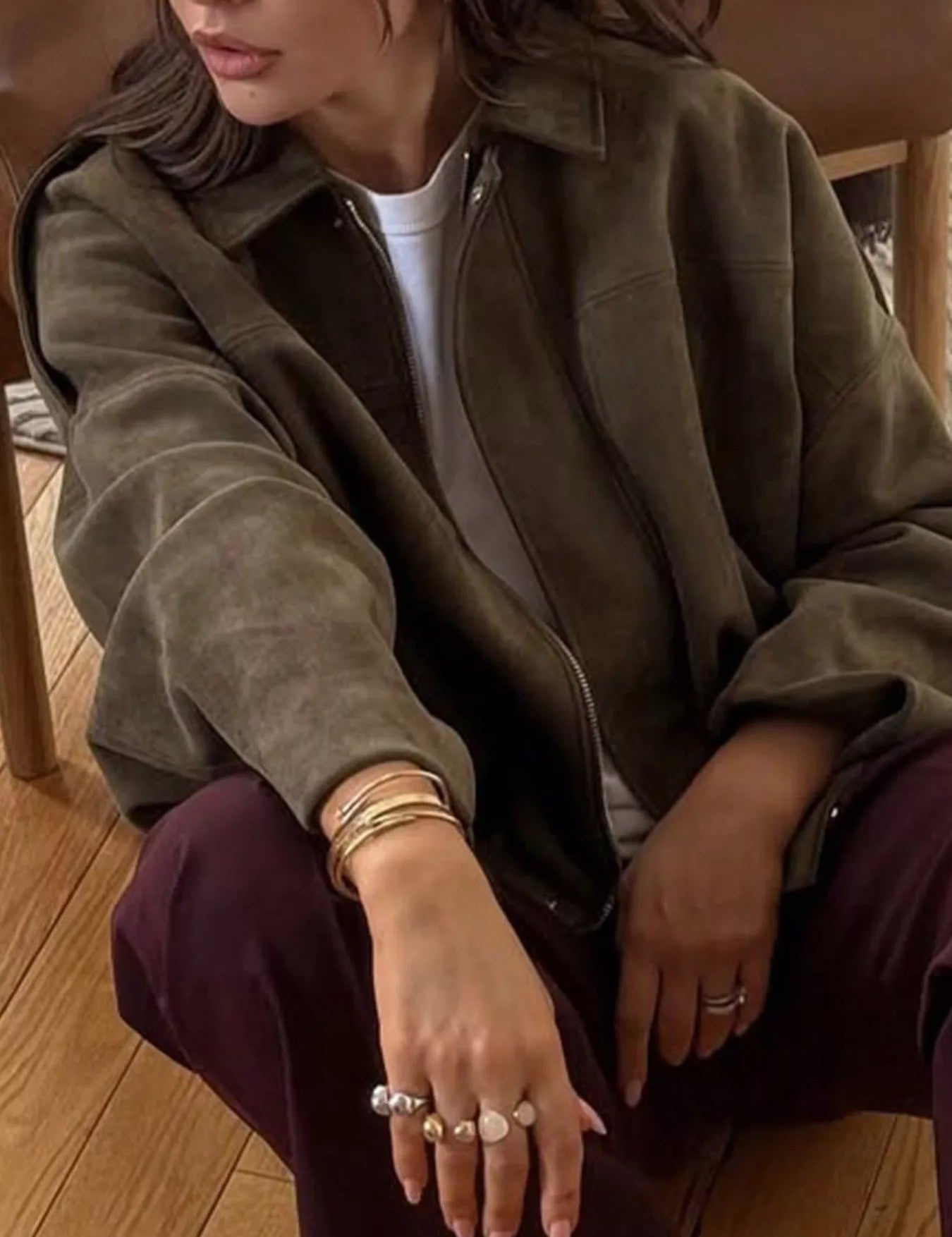 Zip Up Oversized Jacket | Jackets Daverri Fashions