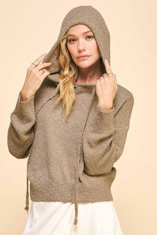 Davi & Dani Drop Shoulder Long Sleeve Hooded Sweater | Sweaters Daverri Fashions