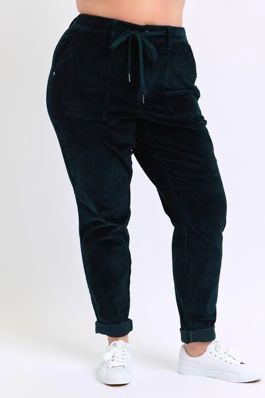 Judy Blue Full Size High Waist Corduroy Cuffed Jogger Plus Size | Daverri Fashions