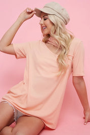 PEACH BiBi Rib Knit With Front Cut Out Mock Neck Top | Tops Daverri Fashions