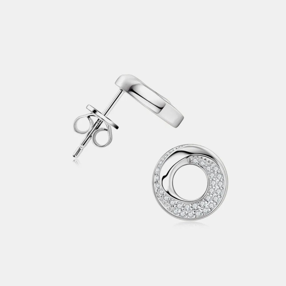 925 Sterling Silver Inlaid Moissanite Stud Earrings | Sterling Silver Earrings Daverri Fashions