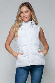 White Chiseled Stone L Hooded Zip Vest | Tops Daverri Fashions