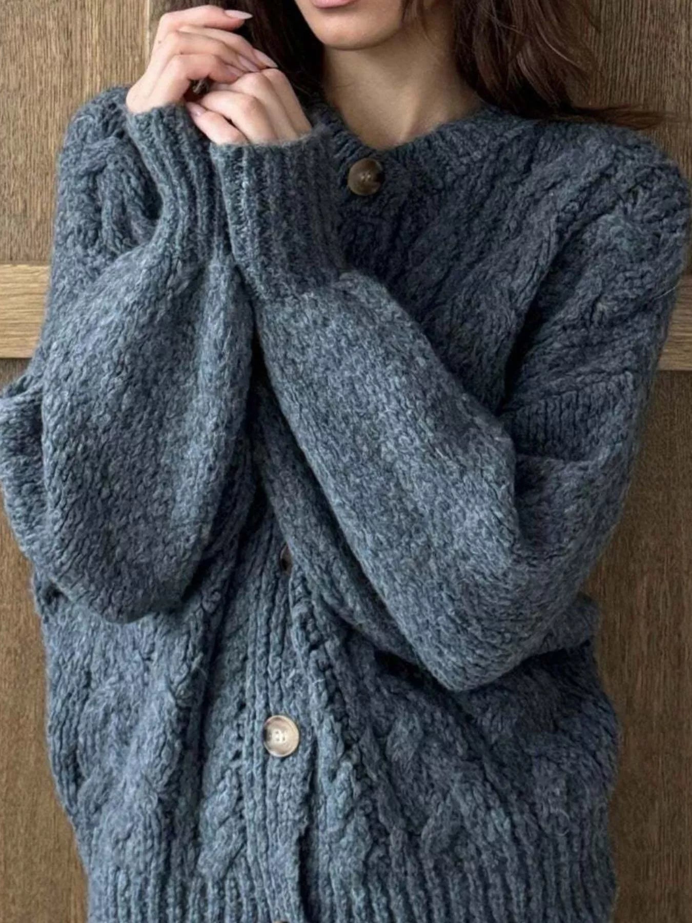 Cable Knit Button-Down Cardigan | Cardigans Daverri Fashions