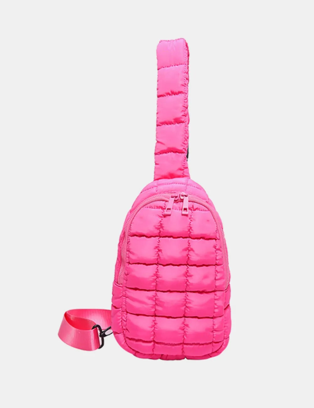 Hot Pink One Size Quilted Nylon Crossbody Bag | Cross Body Bags Daverri Fashions