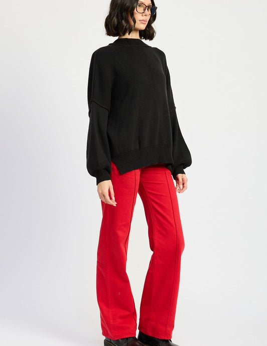 OVER FITTED LONG SLEEVE SWEATER TOP | Sweaters Daverri Fashions