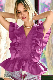 BERRY BiBi Woven Ruffled Top | Tops Daverri Fashions