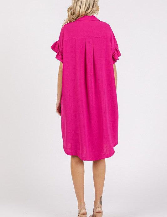 Mittoshop Button Down Flounce Sleeve Dress with Pockets | Daverri Fashions