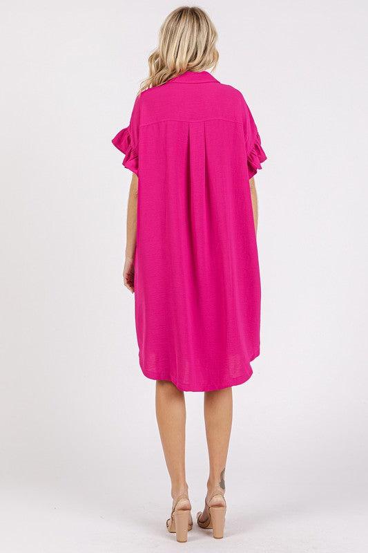 Mittoshop Button Down Flounce Sleeve Dress with Pockets | Daverri Fashions