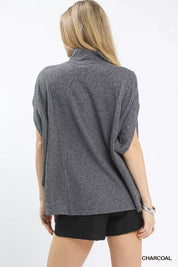 Umgee Textured Mock Neck Relaxed Top | Knit Tops Daverri Fashions