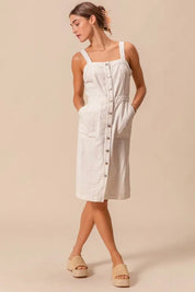 SO ME Button Down Pocket Front Pinafore Dress | Daverri Fashions