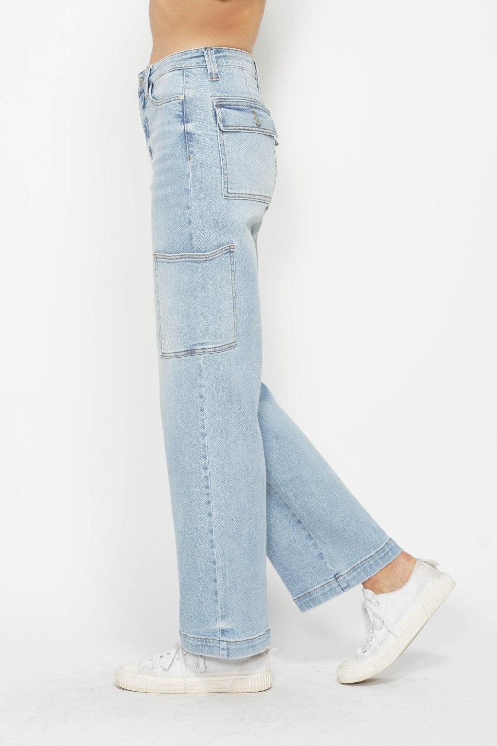Judy Blue Full Size High Waist Straight Cargo Jeans | Cargo Jeans Daverri Fashions
