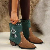 Green Sami Western Cowboy Boots with Embroidered Design | Boots Daverri Fashions