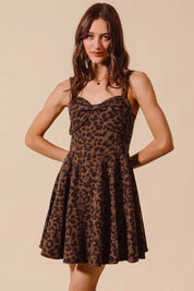 SO ME Mineral Washed Leopard Flare Cami Dress | Mini Dresses Daverri Fashions