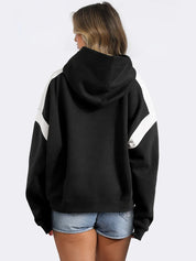 Contrast Dropped Shoulder Long Sleeve Hoodie | Sweatshirts Daverri Fashions