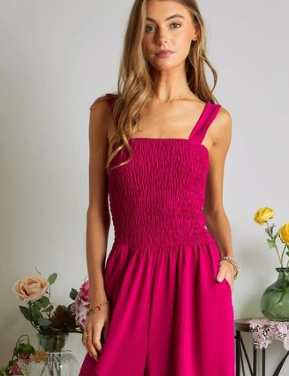 ADORA Smocking Top Wide Leg Jumpsuit | Jumpsuits Daverri Fashions