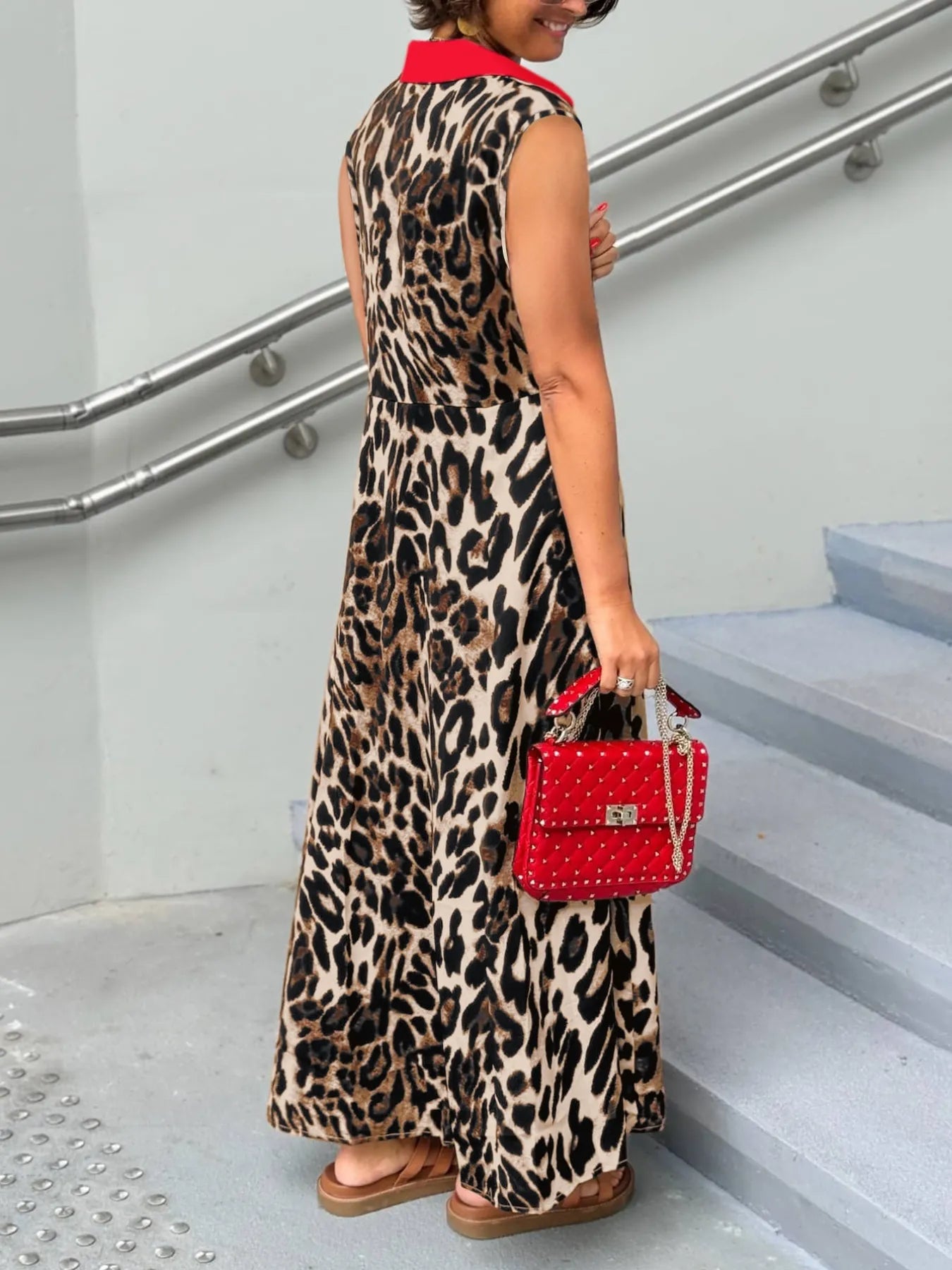 Plus Size Leopard Print Sleeveless Maxi Dress | Maxi Dresses Daverri Fashions