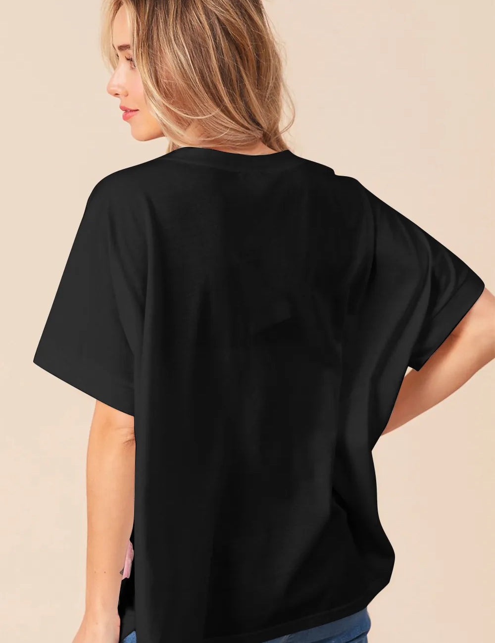 BiBi Sequin Bow Patch Short Sleeve T-Shirt Black | T-Shirts Daverri Fashions