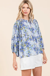 Mittoshop Flower Print Batwing Sleeve Button Down Blouse | Blouses Daverri Fashions