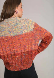 Cable-Knit Color Block Round Neck Long Sleeve Sweater | Sweaters Daverri Fashions