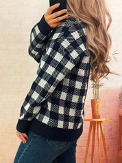 Plaid Button-Down Cardigan | Cardigans Daverri Fashions