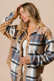 BiBi Curved Hem Sequin Plaid Button Up Shacket | Jackets Daverri Fashions