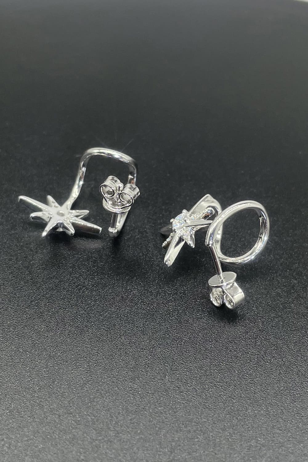 Moissanite Star Rhodium-Plated Earrings | Earrings Daverri Fashions