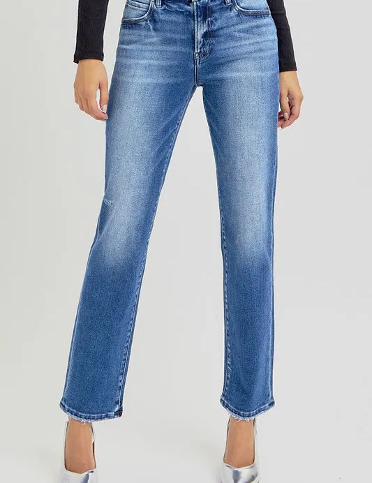 DARK RISEN Mid Rise Ankle Tapered Jeans | Daverri Fashions