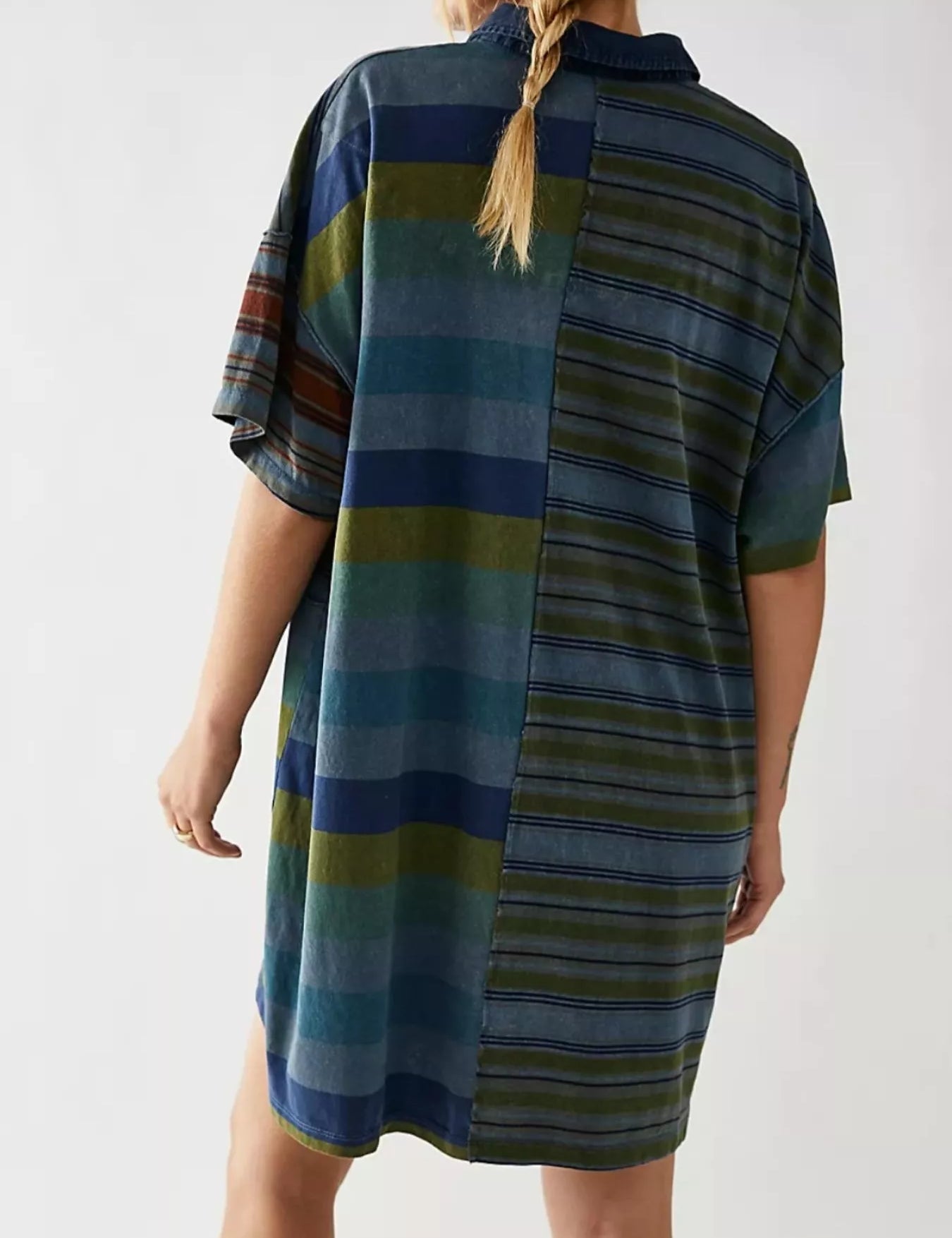 Striped Oversized Half Button Shirt Dress | Mini Dresses Daverri Fashions