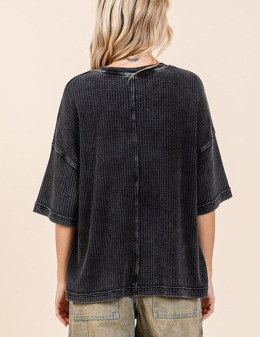 Mittoshop Mineral Wash Waffle Knit Short Sleeve Top | Tops Daverri Fashions